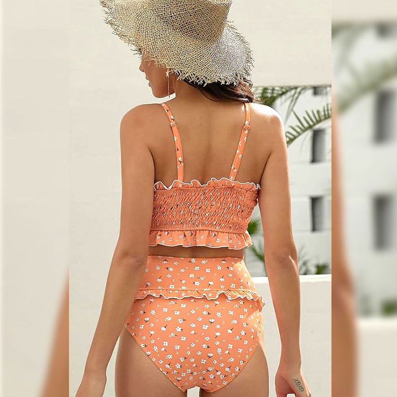 Fashion Cute Sling Print Flapper High Waist Bikinis