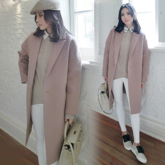 Dropped Shoulder Solid Split Loose Long Coat - May Your Fashion - 4
