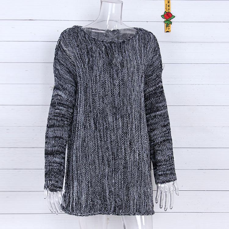 Crew Neck Loose Long Batwing Sleeves Oversized Women Pullover Sweater