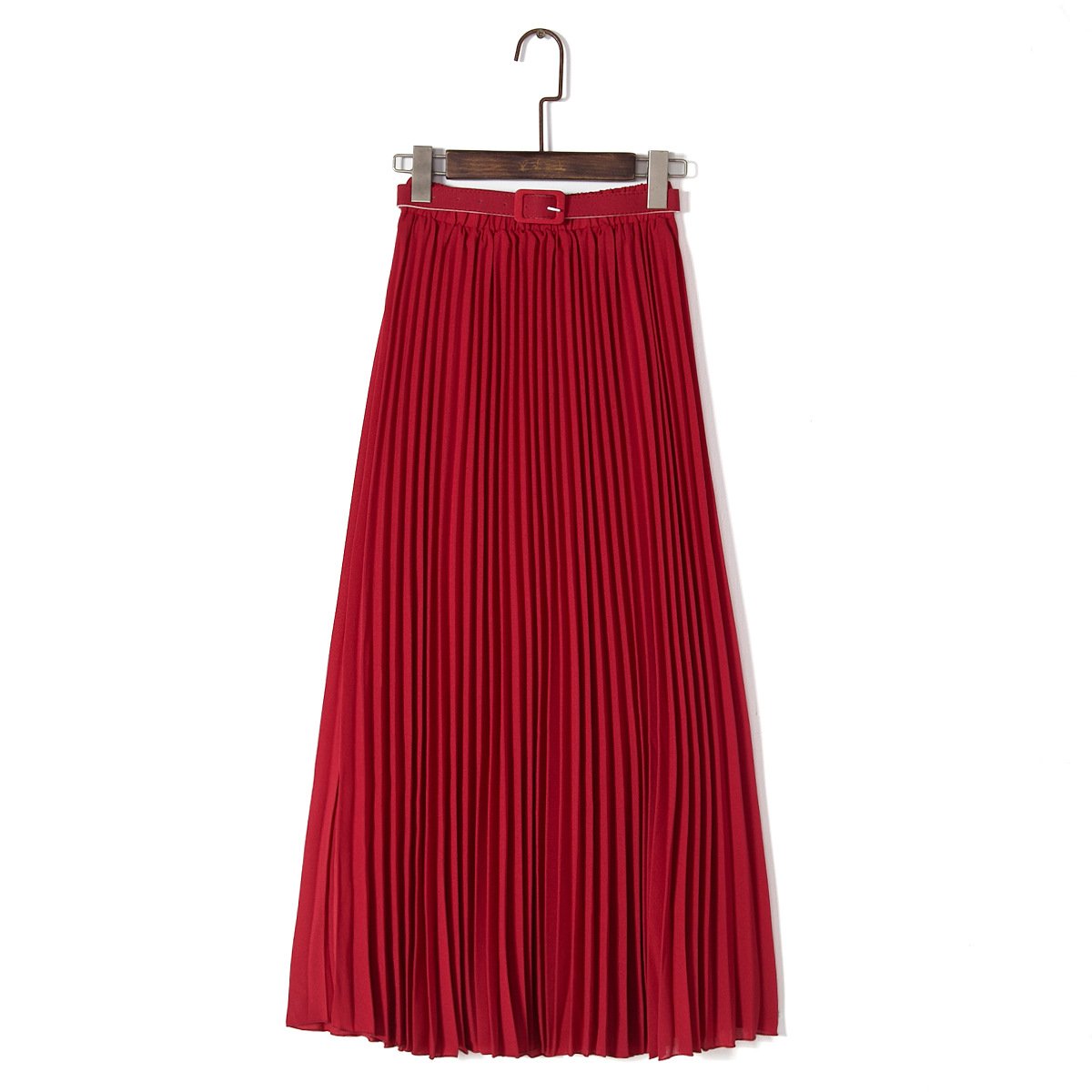 High Waist Candy Color Loose Long Pleated Skirt