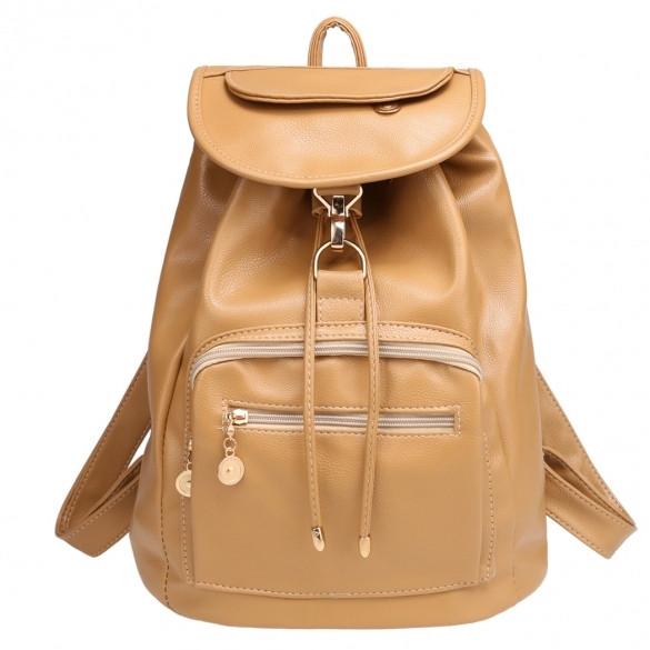 Women Backpack Vintage Style Solid School Soft Rucksack Bags - Oh Yours Fashion - 4