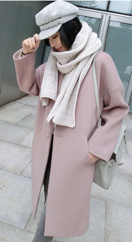 Dropped Shoulder Solid Split Loose Long Coat - May Your Fashion - 1