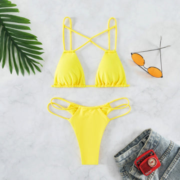 Sensual Swimwear | Solid Color Swimwear | Split Bikini Swimwear