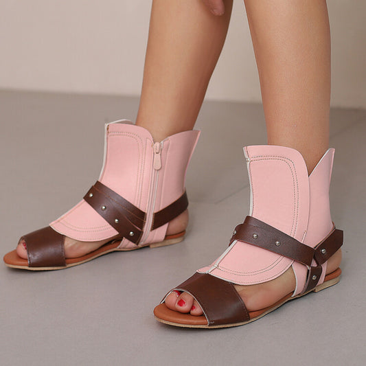 Colorblock Sandals | Rivet Sandals | Peep Toe Sandals