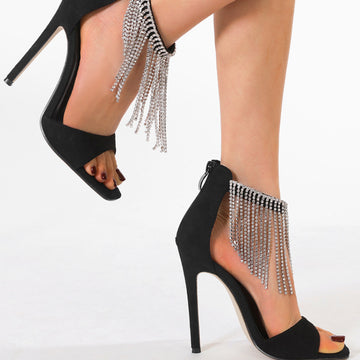 Fringed Sandals | Suede Sandals | Stiletto Sandals