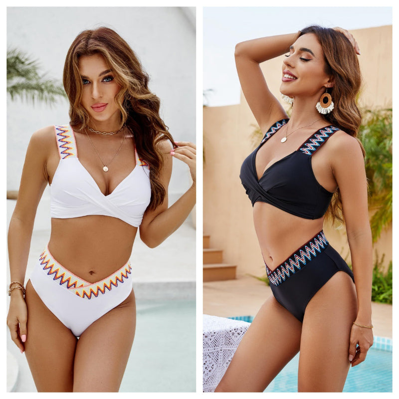 High-Waisted Swimwear | Solid Color Swimwear | Bikini Swimwear