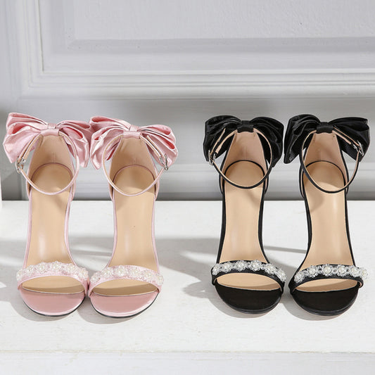 Pearl Bow Sandals | Stiletto Sandals | Chic Elegance Sandals