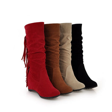 Fashion Increased Weave Tassel Tall Canister Boots