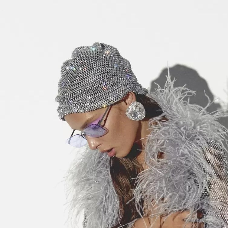 Fashion Trend Accessories Rhinestone Party Stretch Hat Christmas Bowl Hat