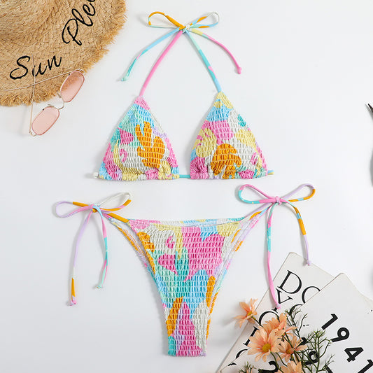 Swimwear | Floral Print Swimwear | Triangle Bikini Swimwear