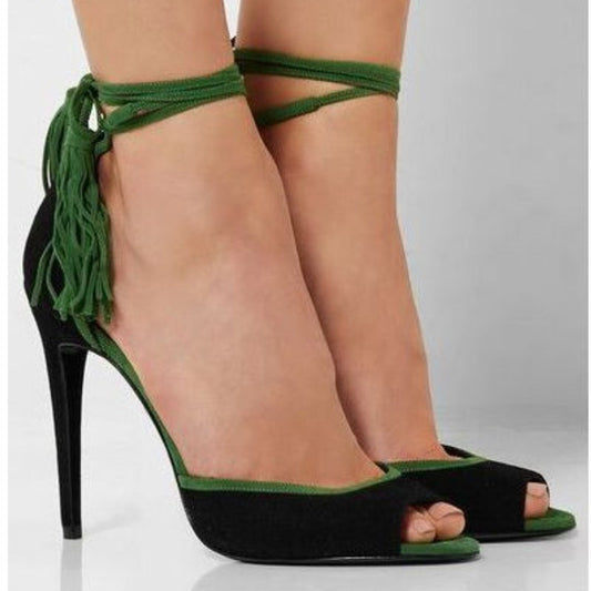 Fringed Sandals | Plus size Sandals | Stiletto heels Sandals