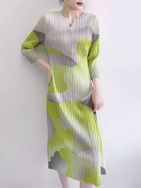 Floral maxi Dress | Pleated design Dress | Long Sleeve  Dresses | Print Dress