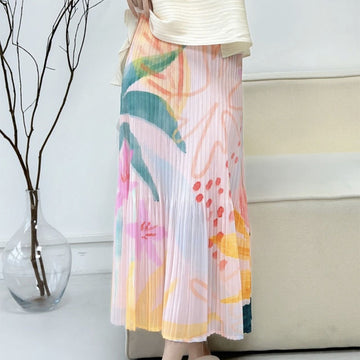 Pleated Skirt | Floral Skirt | High-waist Skirt