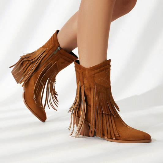 Embroidered Boots | Suede Boots | Tassel Boots