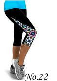 Flower Print Side Triangle Fashion 3/4 Pants Yoga Sport Leggings