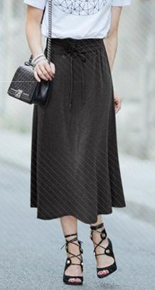 High Waist Draw String Slim Pleated Pure Color Long Skirt - Meet Yours Fashion - 1
