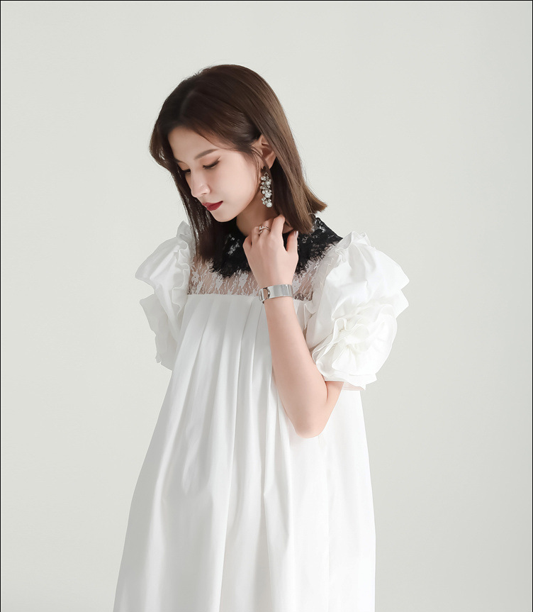 Summer French Reigning LilyHolly Print Elegant Floor Length Dress