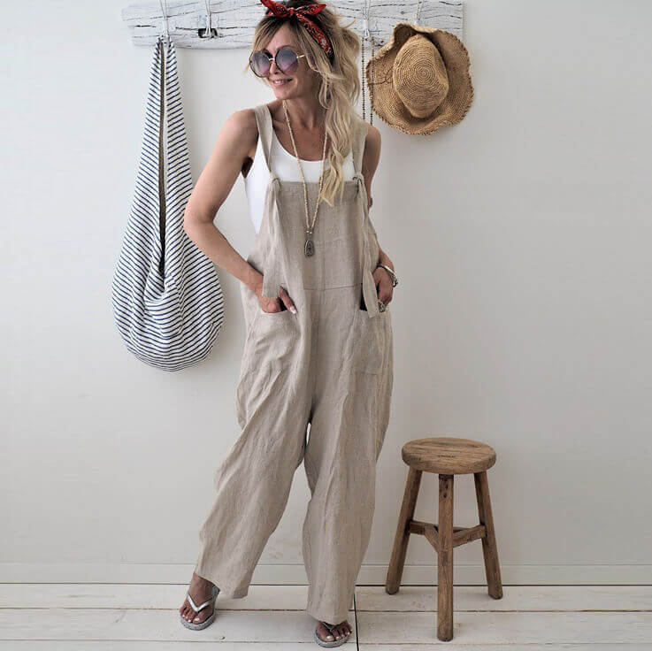 Overall Pockets Unisex Loose Jumpsuits