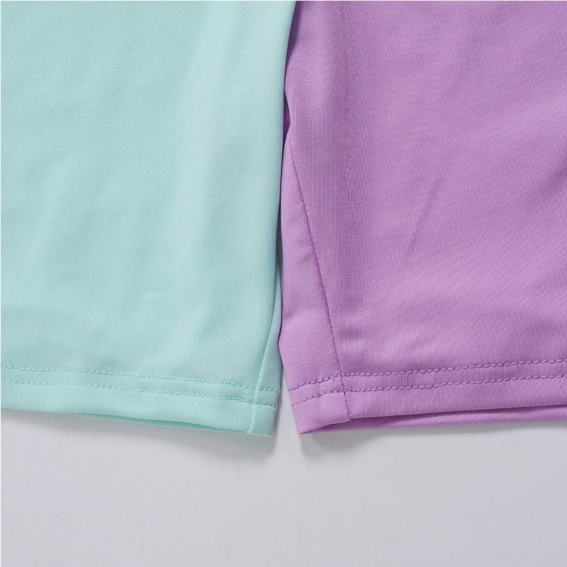 Sexy Color Block Short Sleeve Bodycon Two Pieces Set