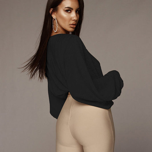 Sexy Long Sleeves V Neck Loose Bodysuit