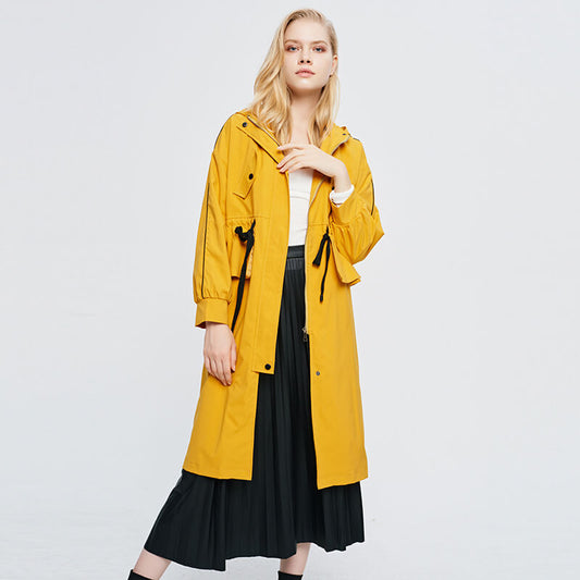 Yellow Hooded Trench Coat
