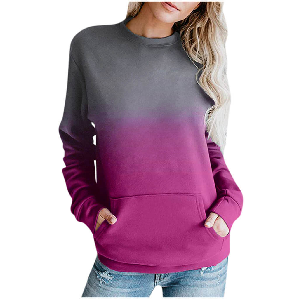 Pullover Crew Neck Print Pocket Sweatshirts