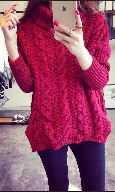 Retro Style Braid Knitting Plus Size Sweater