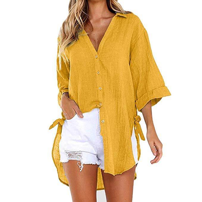 3/4 Sleeve Loose V-neck T-shirt