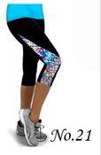 Flower Print Side Triangle Fashion 3/4 Pants Yoga Sport Leggings