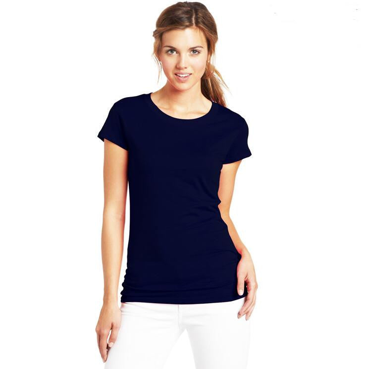 Fashion Pure Color Short Sleeve Scoop Cotton T-Shirt