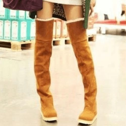 Platform Flat Suede Over Knee Boots