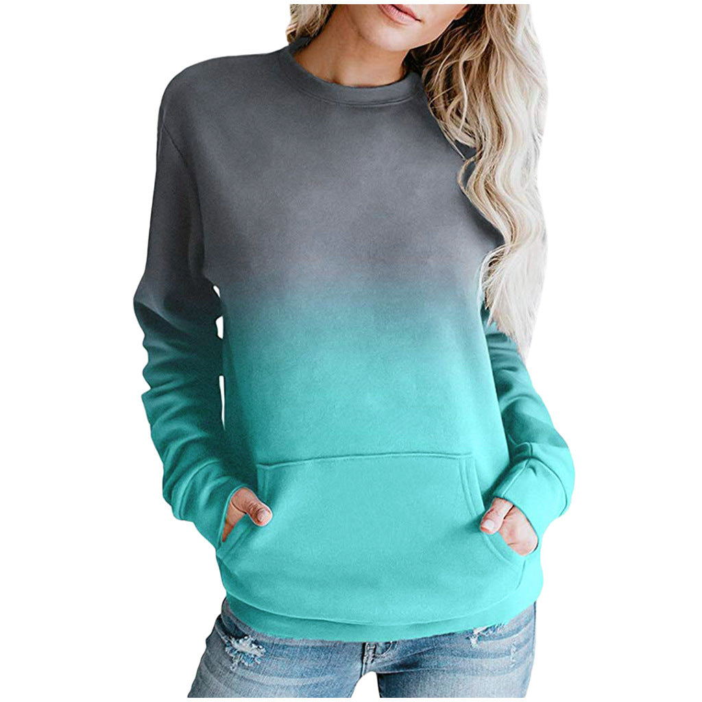 Pullover Crew Neck Print Pocket Sweatshirts