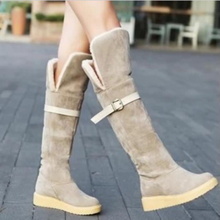 Women's Round Head Flat Knee-High Snow Boots
