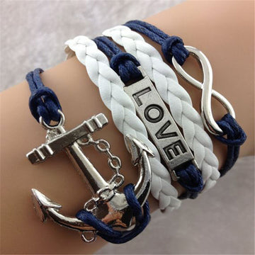 Hot Sale Anchor LOVE Leather Bracelet