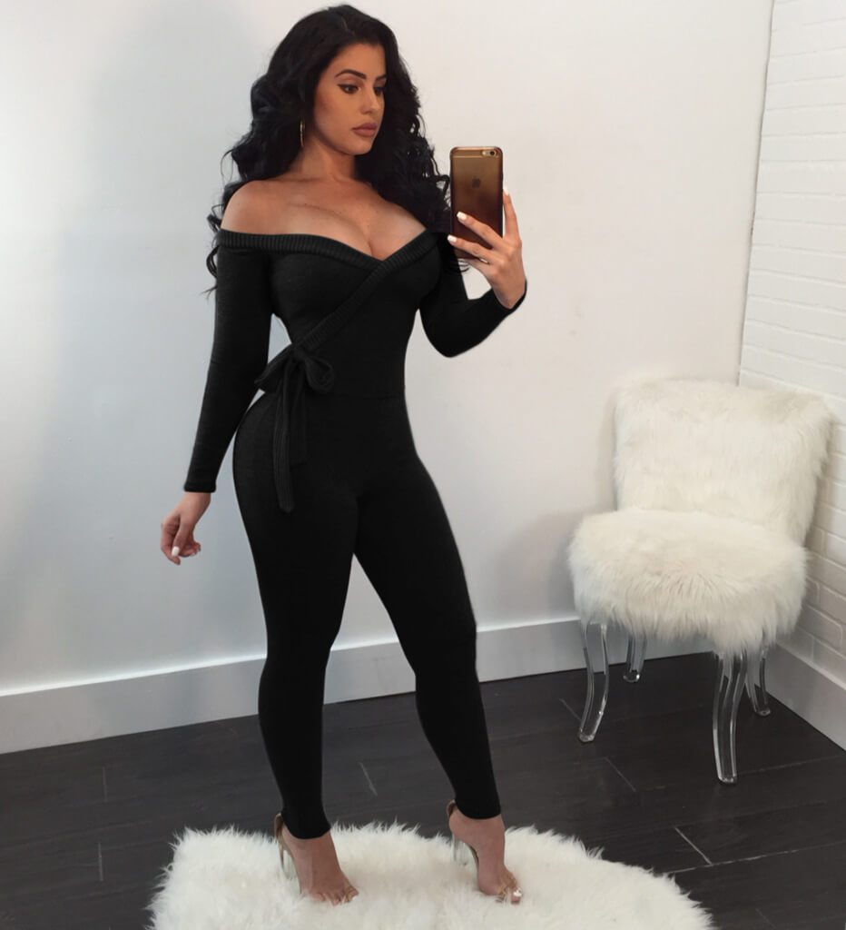 Sexy Off Shoulder Long Sleeves Bandage Bodycon Skinny Jumpsuits