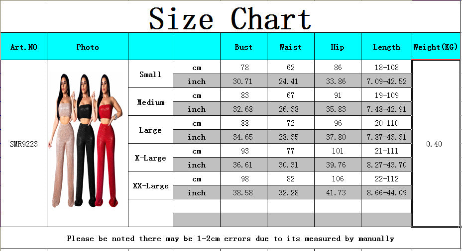 Strapless Crop Top Pencil Pants Set