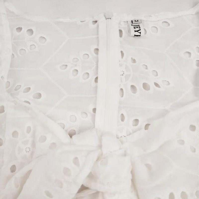 White Hollow Embroidered Slim Dress