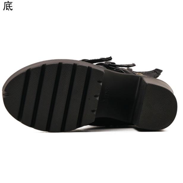 Nightclub Thick Bottom High Heel Waterproof Platform Belt Buckle Martin Boots