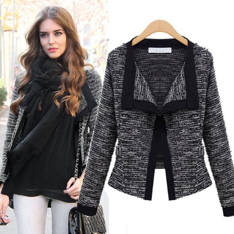 Lapel Long Sleeves Slim Fashion Short Coat - Meet Yours Fashion - 2