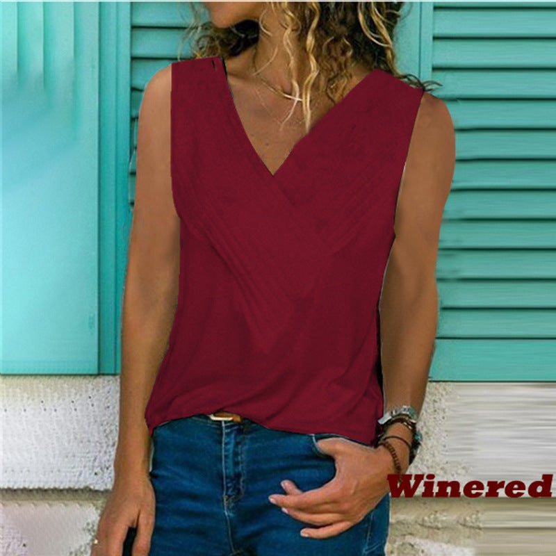 Loose V-neck T-shirt 1