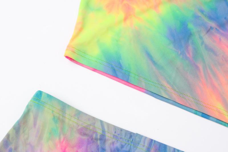Party Strapless Tie Dye High Waist Bodycon Two Pieces Set