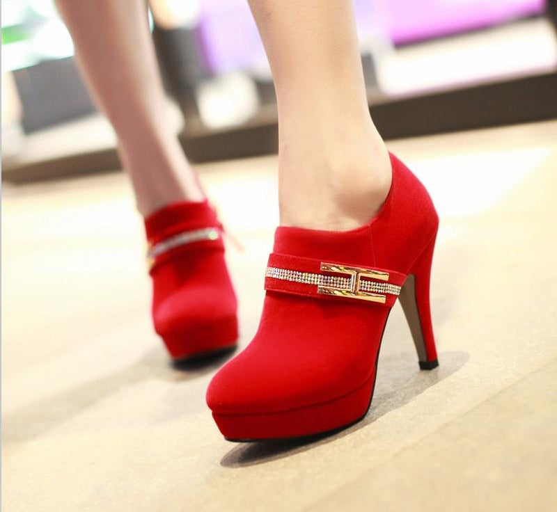 Round Head Low Cut Zipper Wedding Shoes