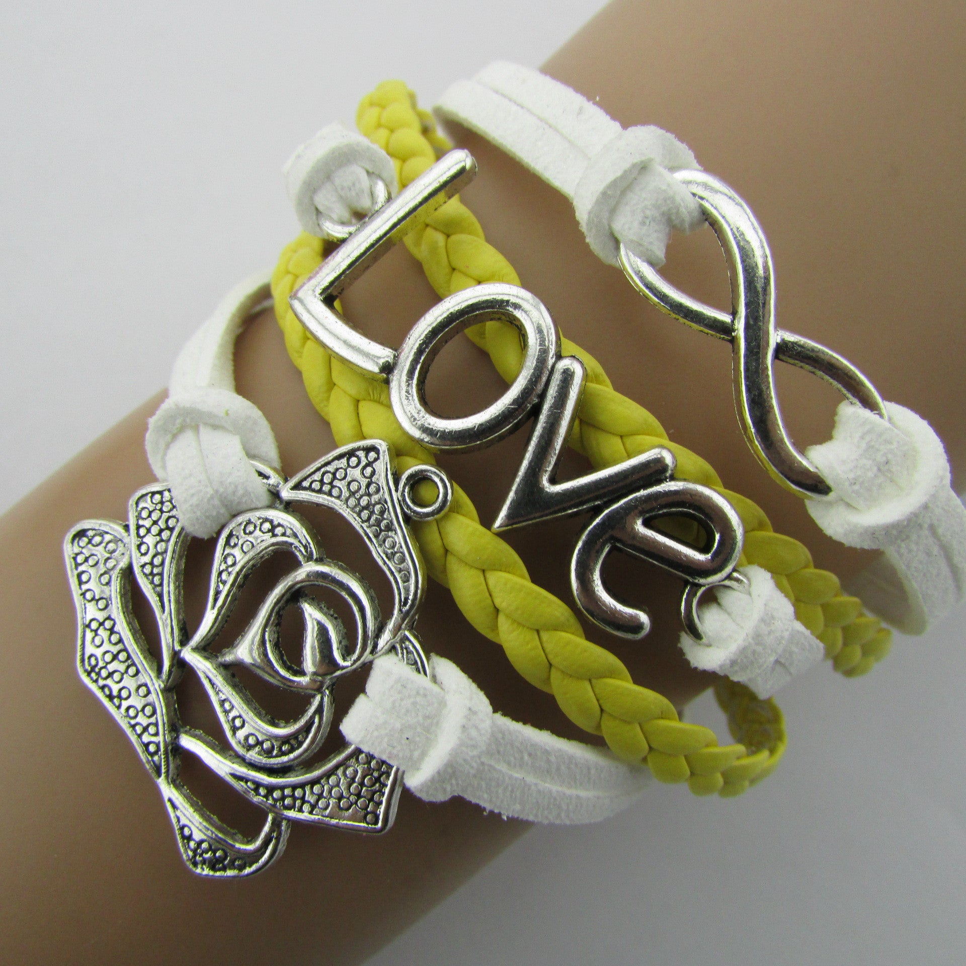 Rose LOVE 8 Leather Cord Bracelet
