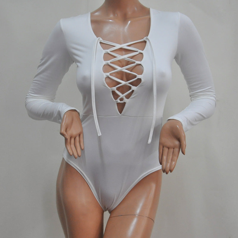 Sexy Lace Up Pink Short Triangle Jumpsuit