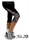 Flower Print Side Triangle Fashion 3/4 Pants Yoga Sport Leggings