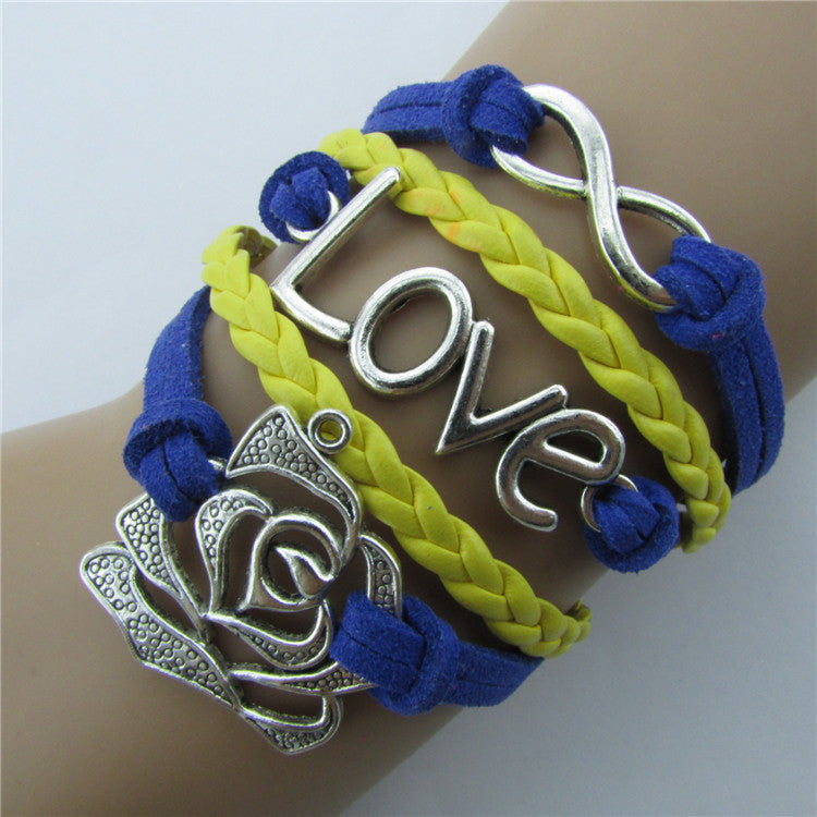 Rose LOVE 8 Leather Cord Bracelet