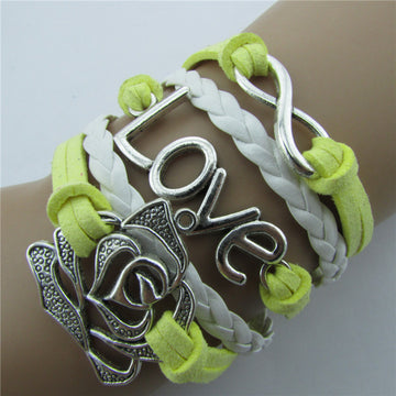 Rose LOVE 8 Leather Cord Bracelet