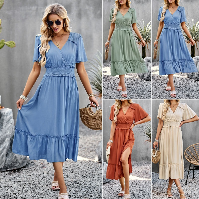 Sensual V-neck Styled Cross-legged Split Corset Dress