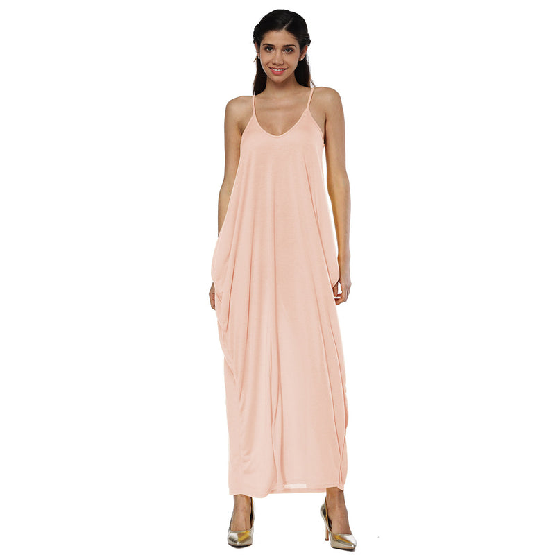 Backless Spaghetti Straps Scoop Long Beach Dress