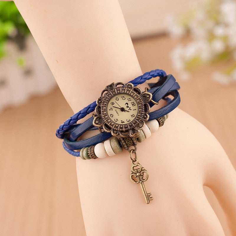 Retro Style Key Pendant Multilayer Watch
